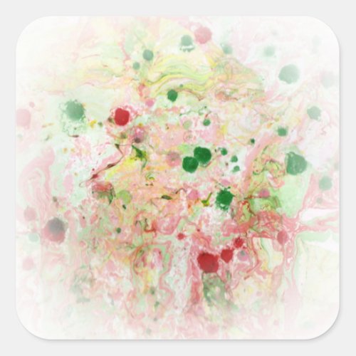 Modern Abstract Pink Red Yellow Green Template Square Sticker