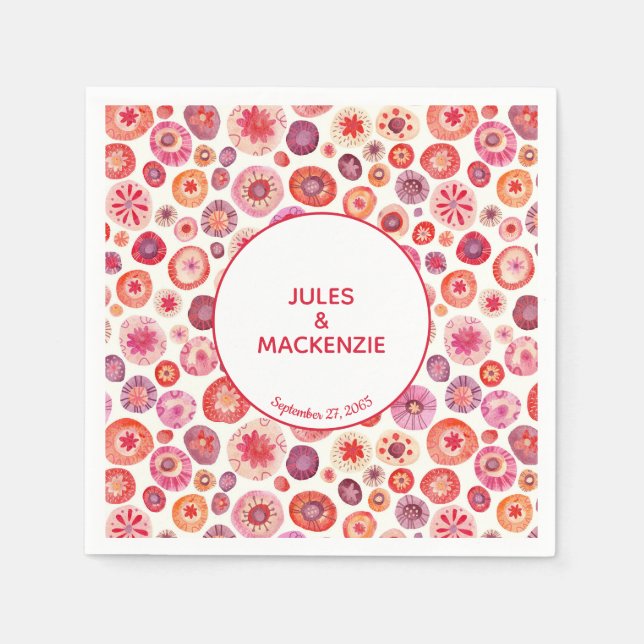 Modern Abstract Pink Watercolor Circles Napkins (Front)