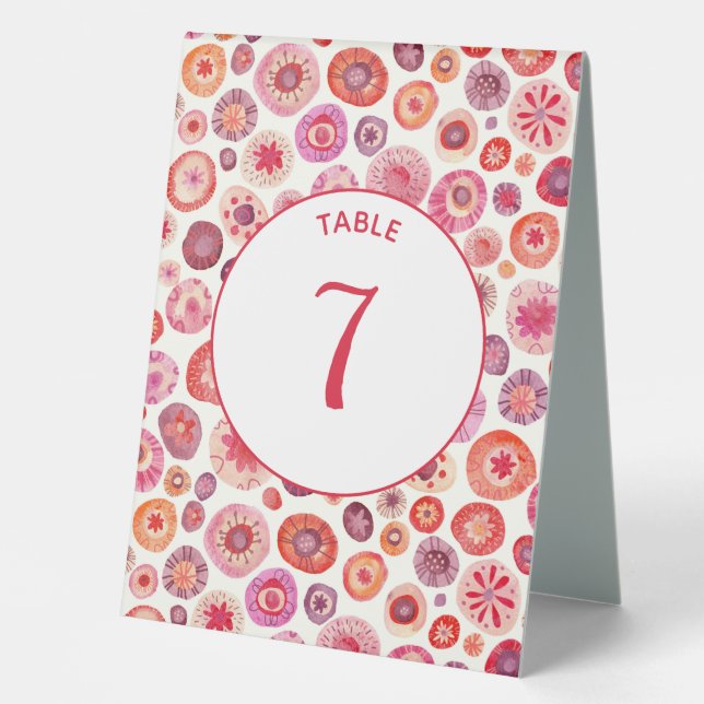 Modern Abstract Pink Watercolor Geometric Table Tent (Front)