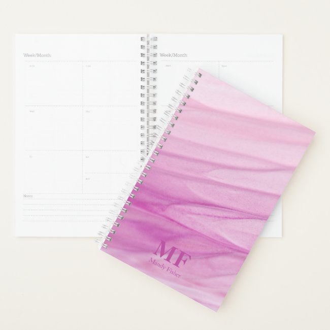 Modern Abstract Pink Watercolor Pattern - Monogram Planner