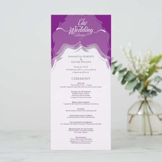 Modern Abstract Pink Wedding Program (Standing Front)