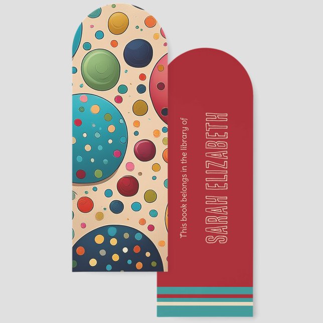 Modern Abstract Polka Dot Pattern Monogram Name Bookmarks (Front & Back)