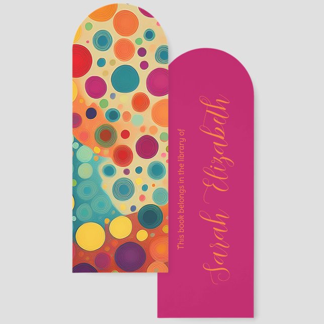 Modern Abstract Polka Dot Pattern Monogram Name Bookmarks (Front & Back)