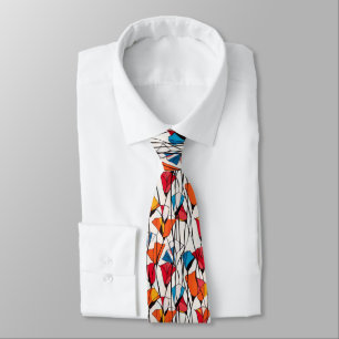 Modern Abstract Poppy and Tulip Floral Pattern Neck Tie