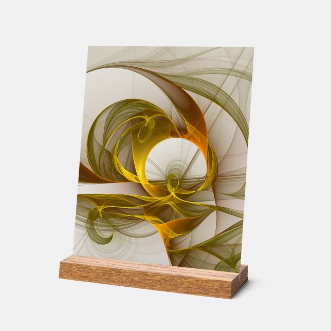 Modern Abstract Precious Metal Colors Fractal Acrylic Sign (Angle)