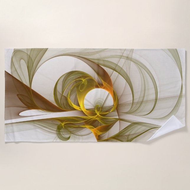 Modern Abstract Precious Metal Colors Fractal Beach Towel (Front)
