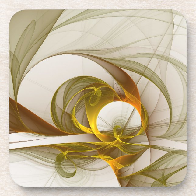Modern Abstract Precious Metal Colors Fractal Beverage Coaster (Front)
