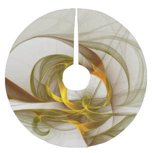 Modern Abstract Precious Metal Colors Fractal Brushed Polyester Tree Skirt