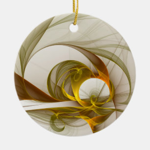 Modern Abstract Precious Metal Colors Fractal Ceramic Ornament