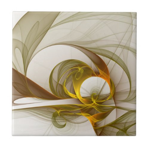 Modern Abstract Precious Metal Colors Fractal Ceramic Tile