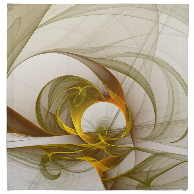 Modern Abstract Precious Metal Colors Fractal Cloth Napkin (Front)