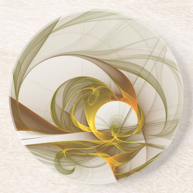 Modern Abstract Precious Metal Colors Fractal Coaster (Front)
