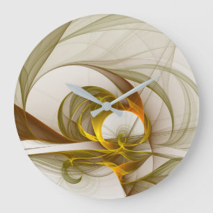 Modern Abstract Precious Metal Colors Fractal Large Clock