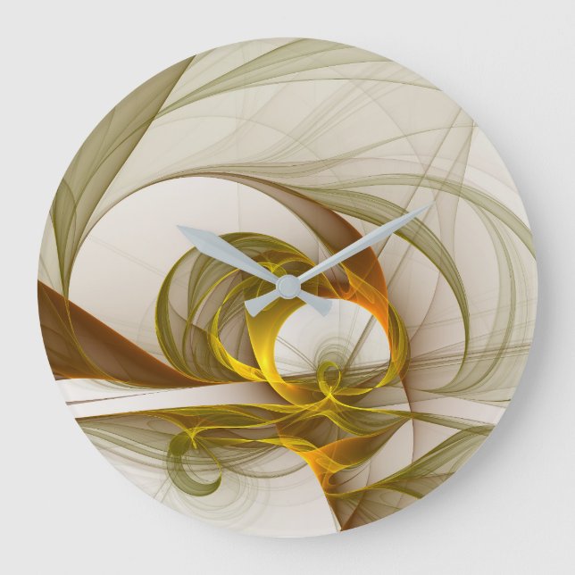 Modern Abstract Precious Metal Colors Fractal Large Clock (Front)
