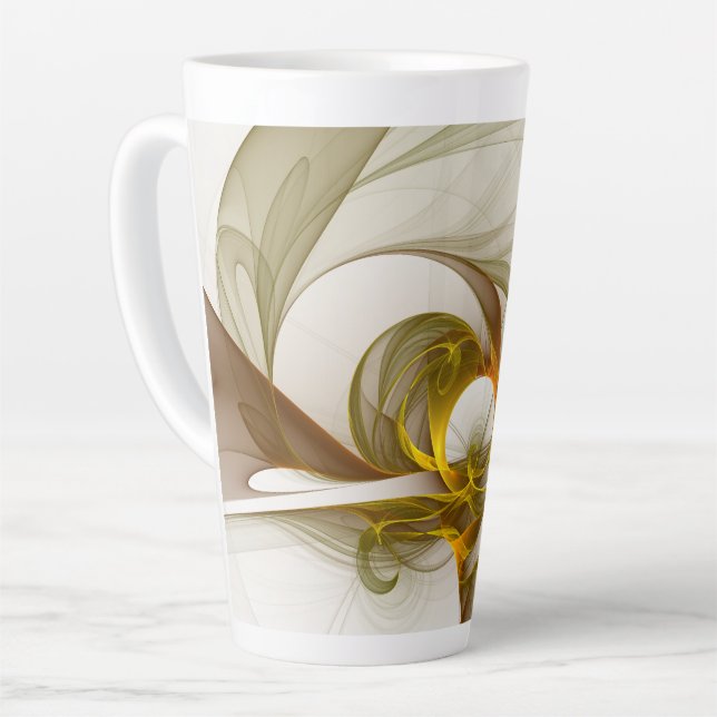 Modern Abstract Precious Metal Colors Fractal Latte Mug (Left Angle)