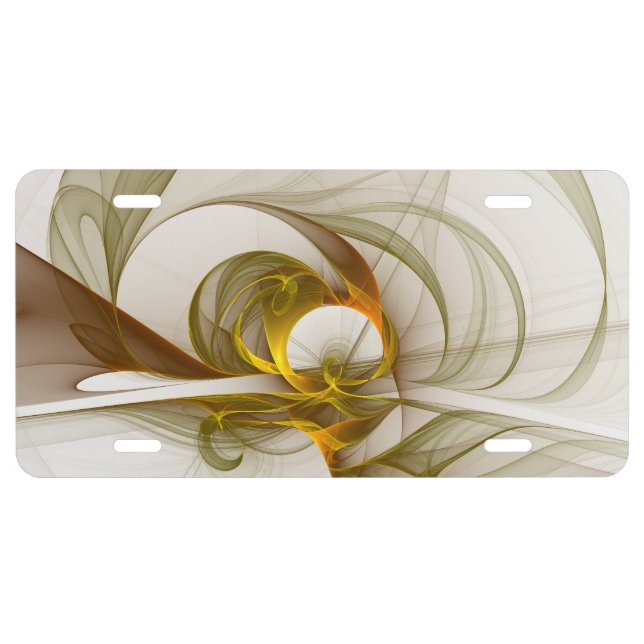 Modern Abstract Precious Metal Colors Fractal License Plate (Front)