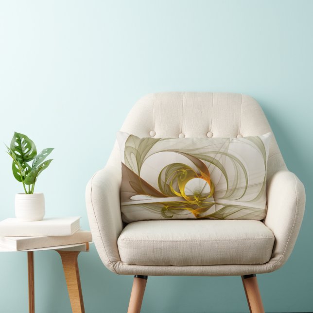 Modern Abstract Precious Metal Colors Fractal Lumbar Pillow (Chair)