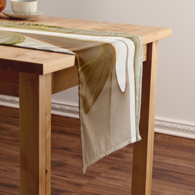 Modern Abstract Precious Metal Colors Fractal Medium Table Runner (In Situ)