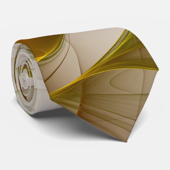 Modern Abstract Precious Metal Colors Fractal Neck Tie (Rolled)