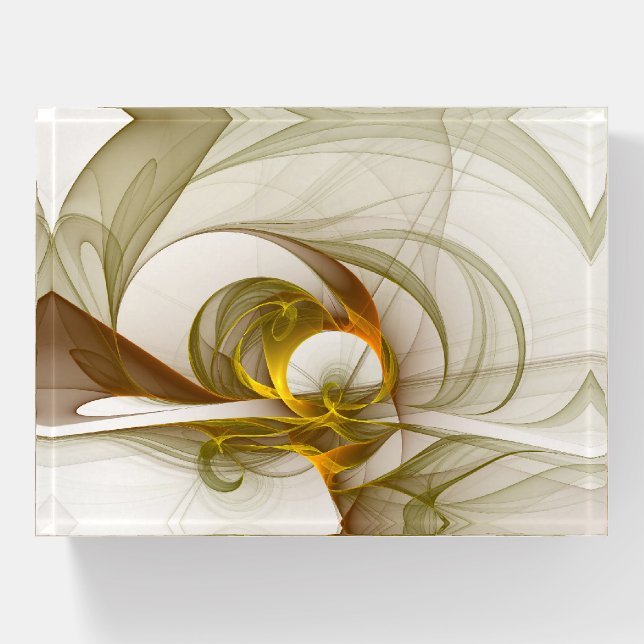 Modern Abstract Precious Metal Colors Fractal Paperweight (Front)