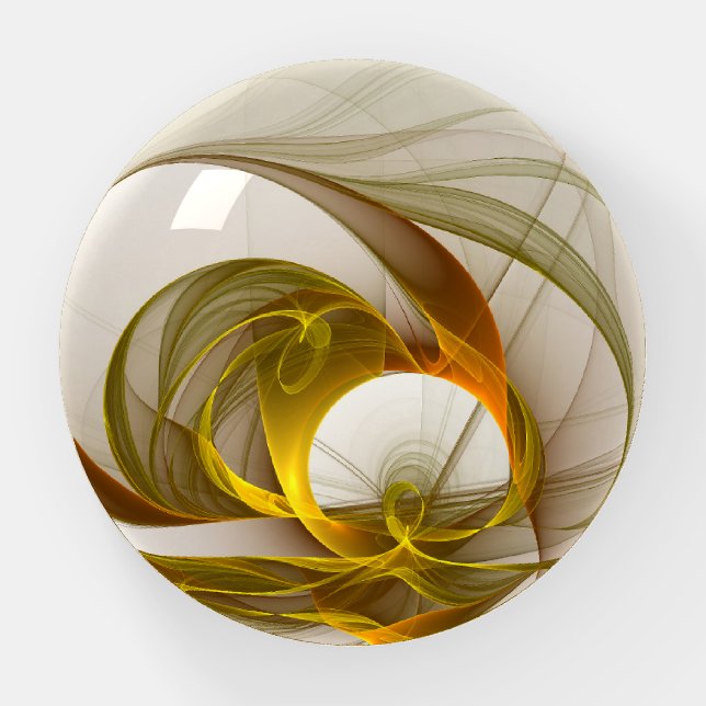 Modern Abstract Precious Metal Colors Fractal Paperweight (Front)