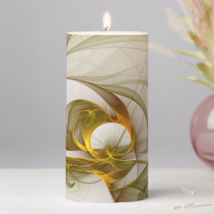 Modern Abstract Precious Metal Colors Fractal Pillar Candle