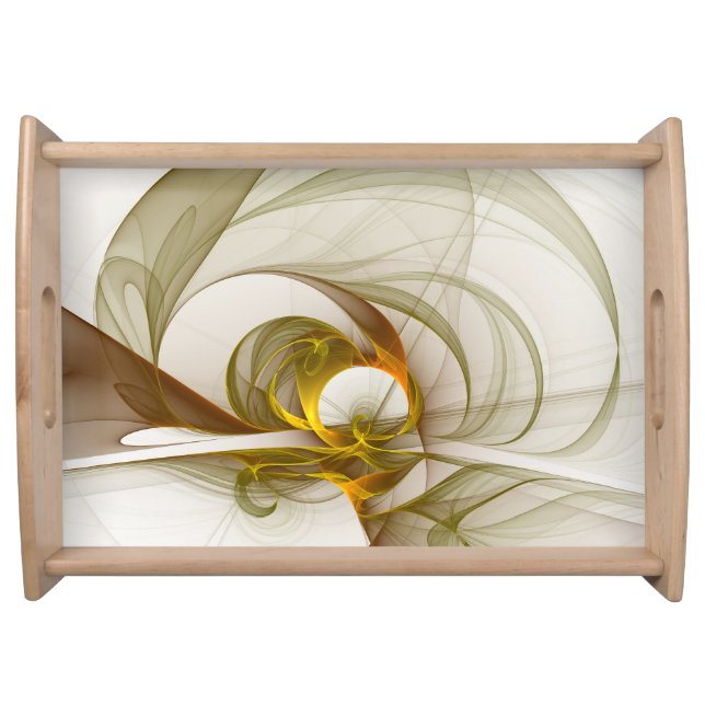 Modern Abstract Precious Metal Colors Fractal Serving Tray (Front)