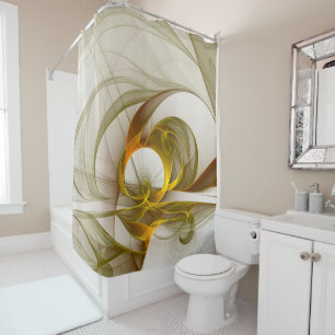 Modern Abstract Precious Metal Colors Fractal Shower Curtain