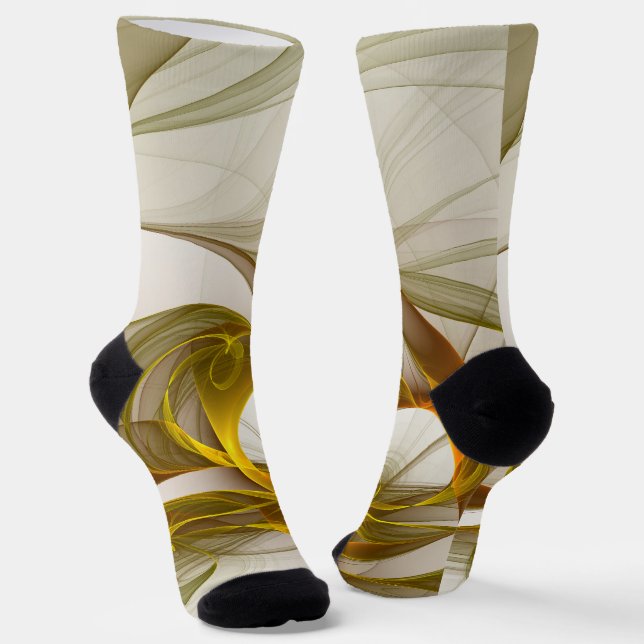 Modern Abstract Precious Metal Colors Fractal Socks (Angled)