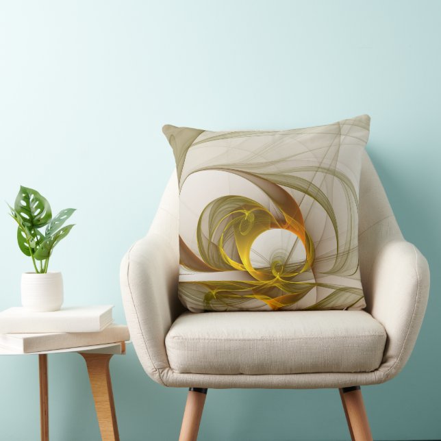 Modern Abstract Precious Metal Colors Fractal Throw Pillow (Chair)