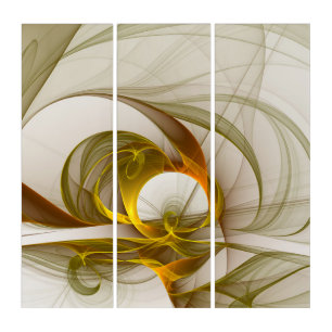 Modern Abstract Precious Metal Colors Fractal Triptych