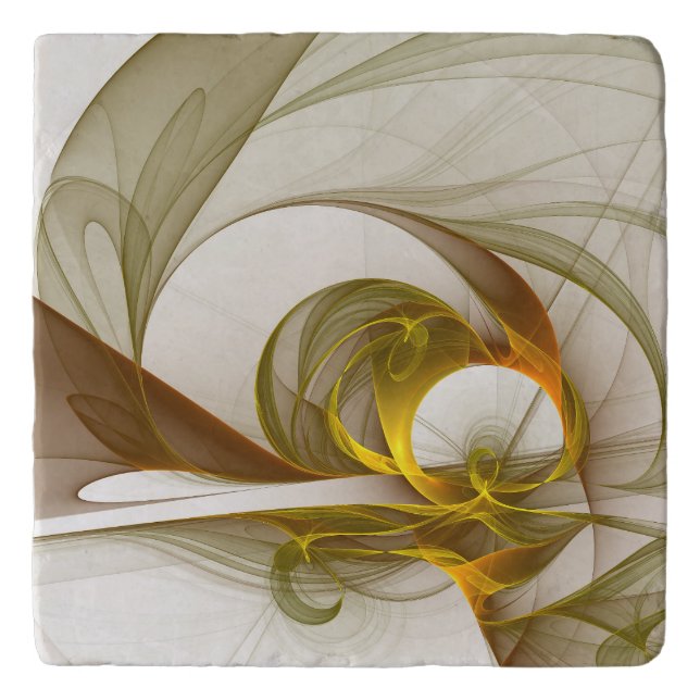 Modern Abstract Precious Metal Colors Fractal Trivet (Front)