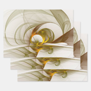 Modern Abstract Precious Metal Colors Fractal Wrapping Paper Sheets