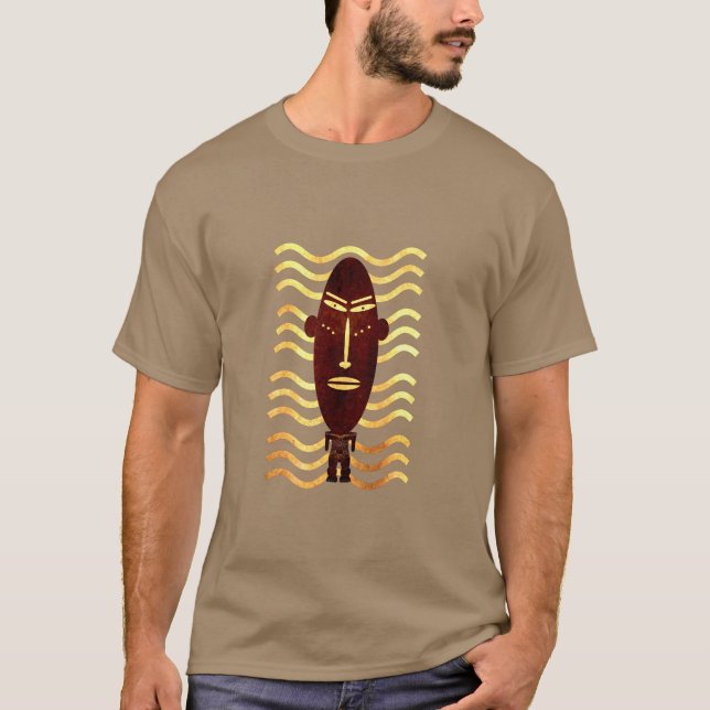 Modern abstract primitive silhouette face art T-Shirt (Front)