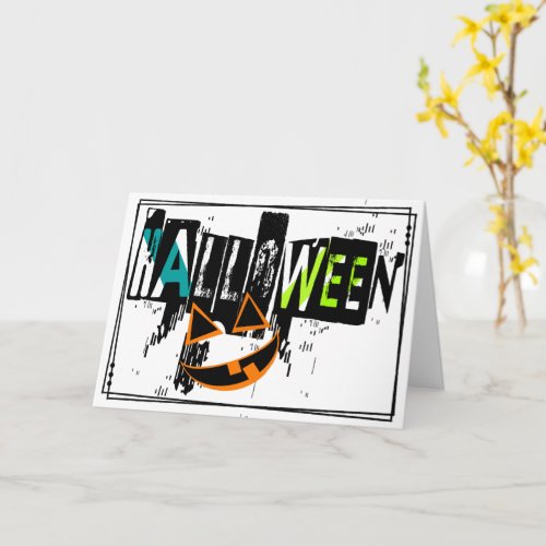 Modern Abstract Pumpkin Smile Halloween Card