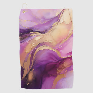 Modern Abstract Purple and Gold Golf Towel