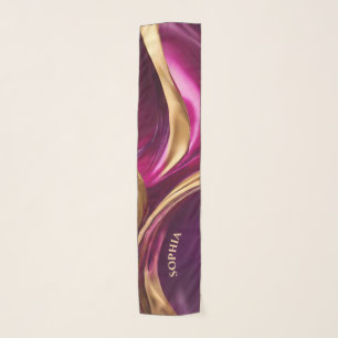 Modern Abstract-Purple Fuchsia and Gold- Scarf