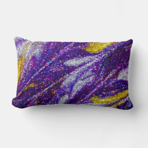 Modern abstract purple glitter lumbar pillow