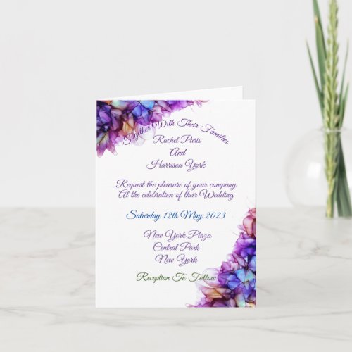 Modern Abstract Purple Haze Alcohol Ink  Wedding   Invitation