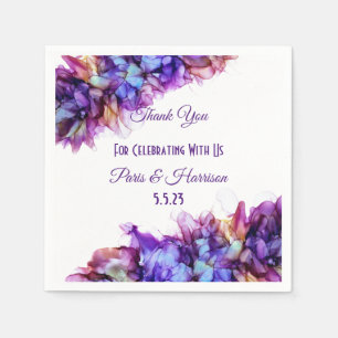 Modern Abstract Purple Haze Alcohol Ink  Wedding  Napkins