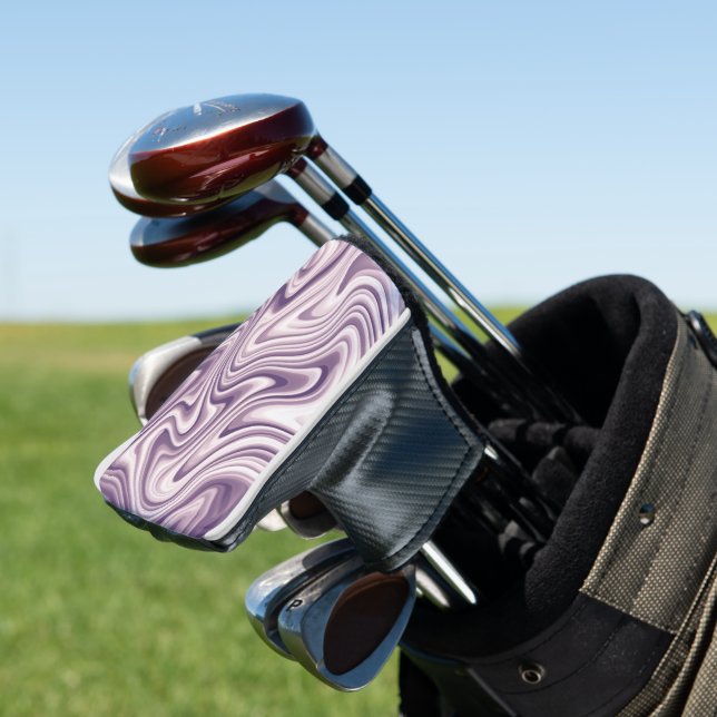 Modern Abstract Purple Liquid Marble Golf Head Cover (In Situ)
