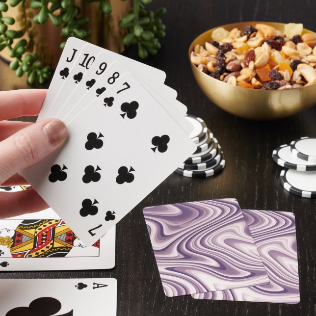 Modern Abstract Purple Liquid Marble Poker Cards (In Situ)