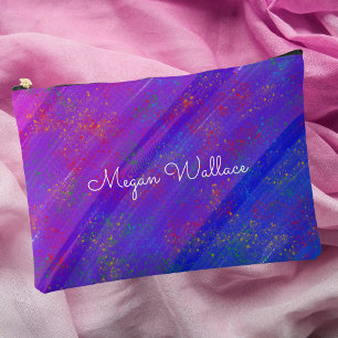 Modern Abstract Purple Pattern Accessory Pouch