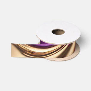 Modern Abstract-Purple Pink and Gold- Satin Ribbon