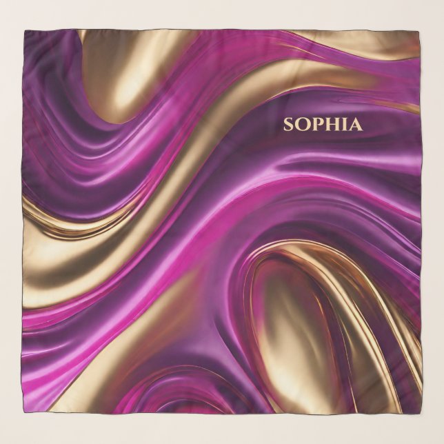 Modern Abstract-Purple Pink and Gold- Scarf (Front)