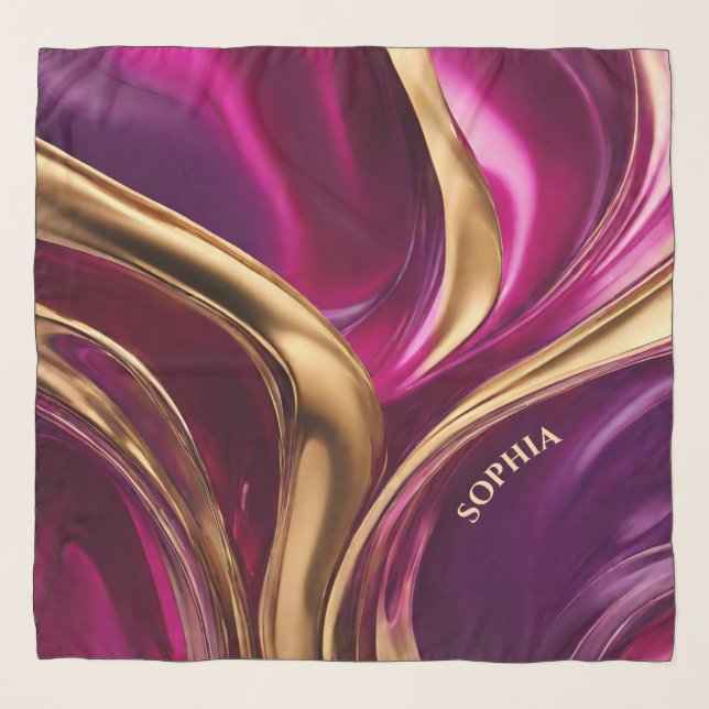Modern Abstract-Purple Pink and Gold- Scarf (Front)