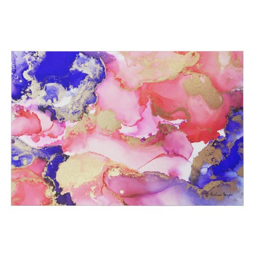 Modern Abstract Purple Pink Gold Swirls Faux Canvas Print