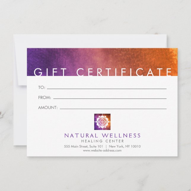 Modern Abstract Purple Wellness Gift Certificate (Front)