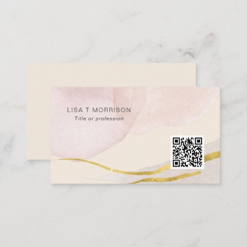 Modern abstract qr code networking watercolor business card