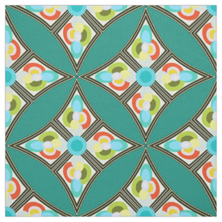 Modern Abstract Quilt Pattern Teal Fabric